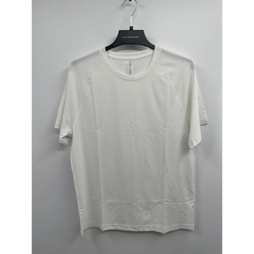 Outdoor Voices‎ Mens Thinkfast Mesh T-Shirt Size L White Milk Stone Athletic